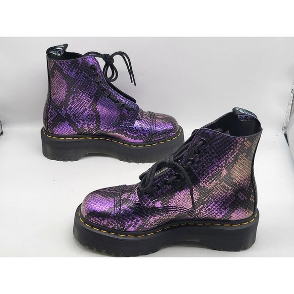 Dr. Martens Sinclair Boots Womens Size 8 Purple Snake Platform Zip Lace Up Shoes - Picture 3 of 10